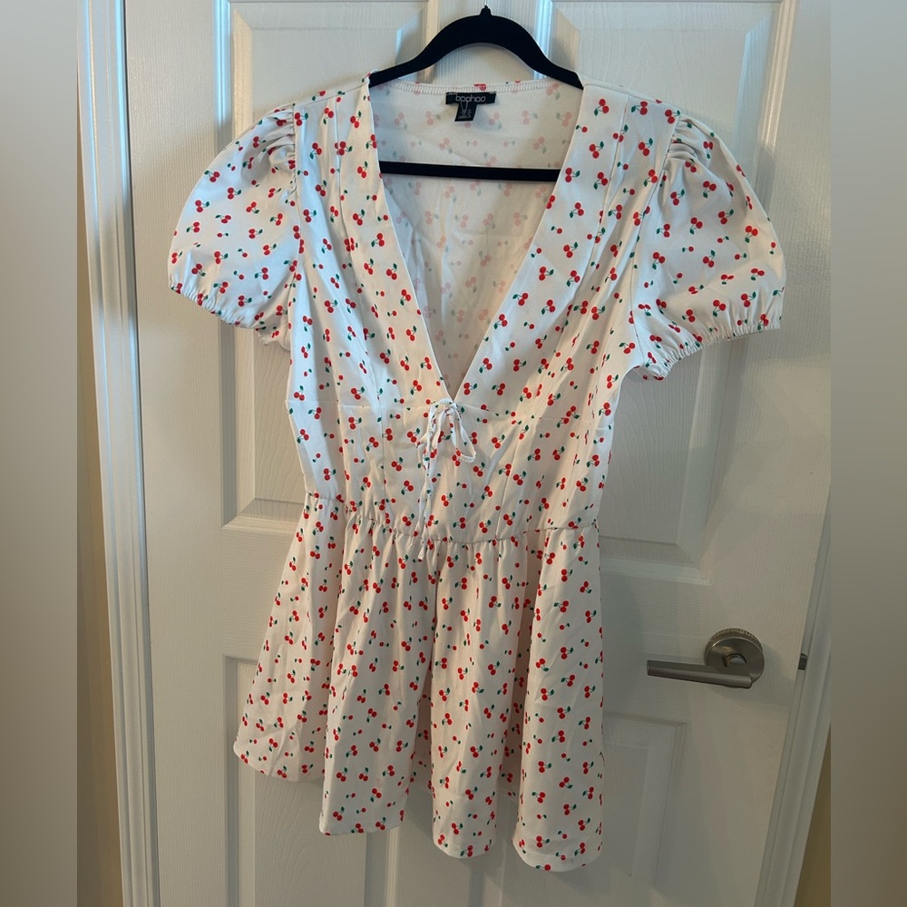 Boohoo Cherry print mini dress